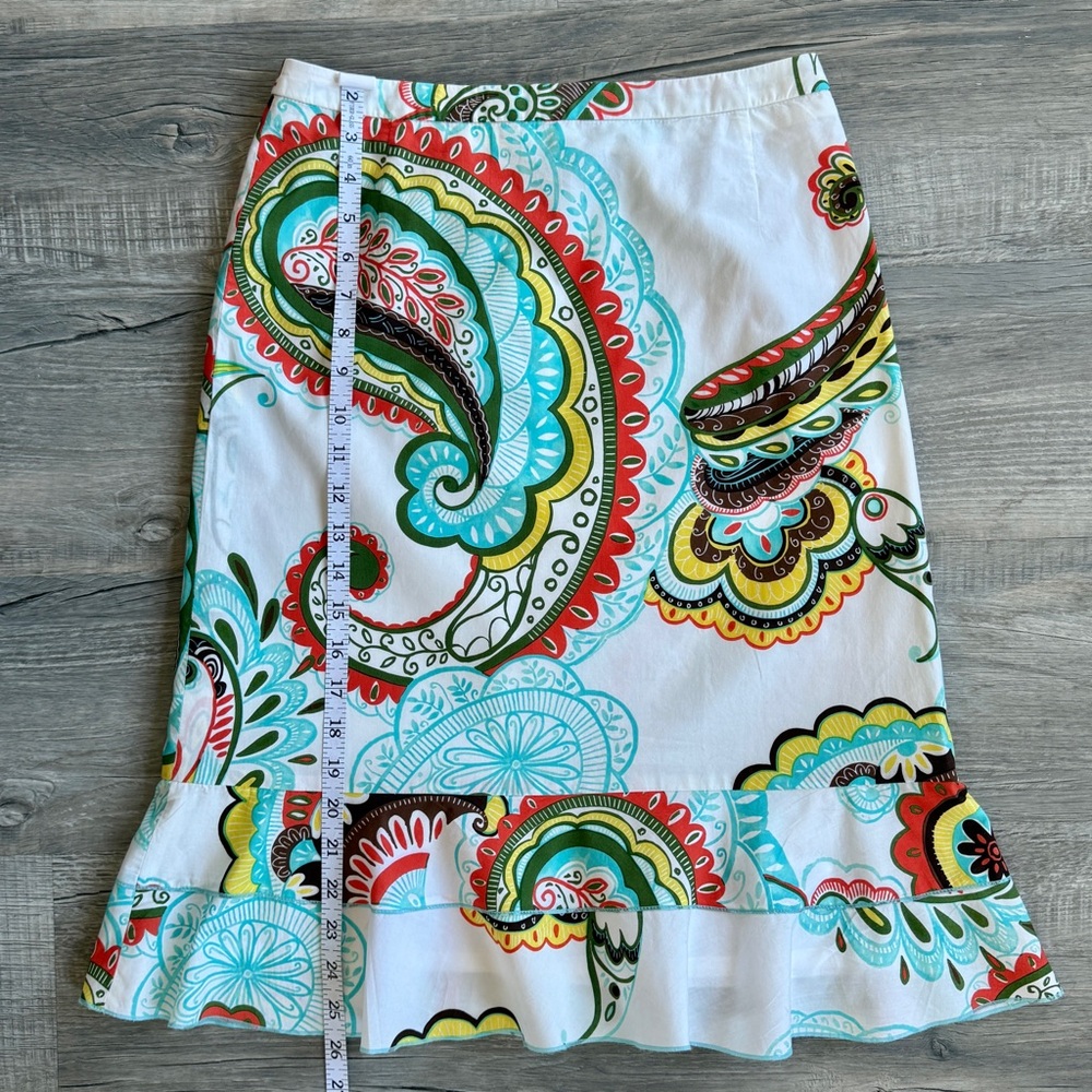 Bogner Paisley Pattern Cotton A-Line Skirt with Ruffle Hem (size 6) - Picture 12 of 12